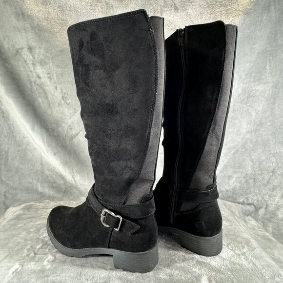 UNR8ED womens Boots 7M Darla black suede zip up with decorative buckle strap at - Picture 7 of 16